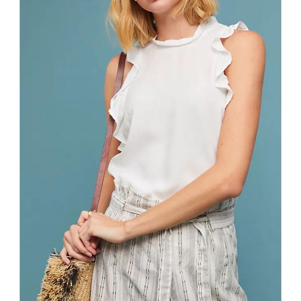 Anthropologie Cloth & Stone ruffle trimmed tank top